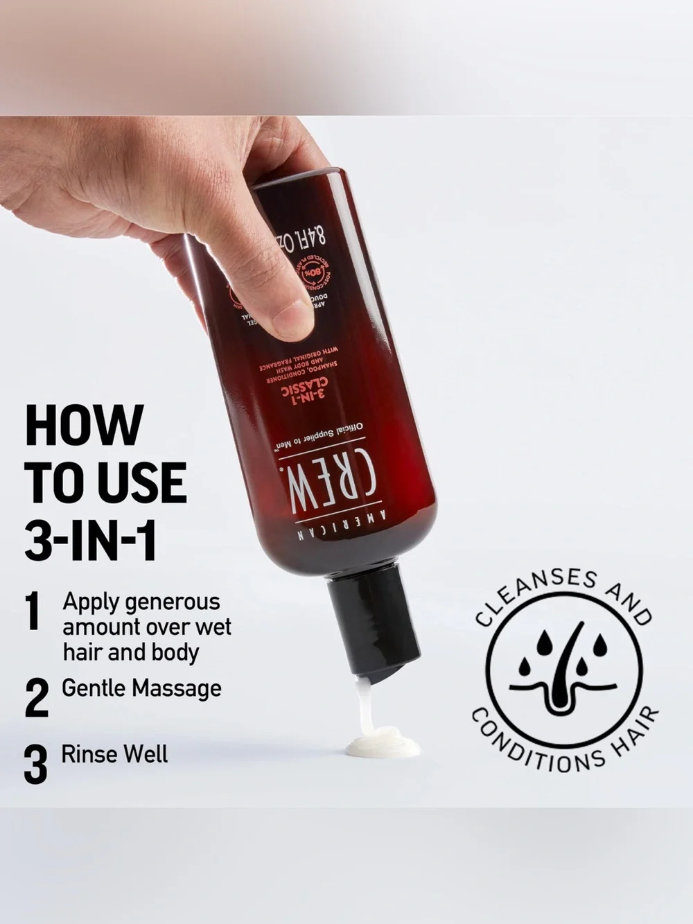 3-in-1 Shampoo, Conditioner & Body Wash